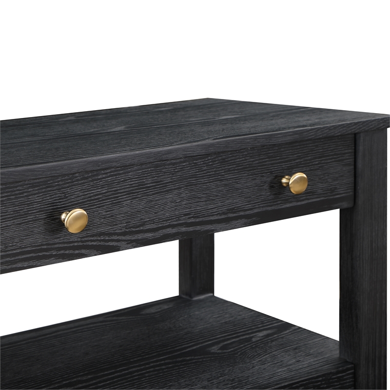 Maklaine Black Finish Wood 2-drawer Modern Storage Nightstand