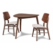 Maklaine Wood Mid-Century 3-piece Dining Set in Walnut Finish