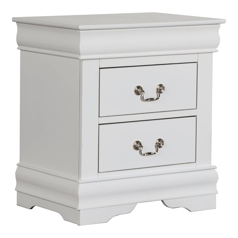 Maklaine Modern Transitional Wood 2-Drawer Nightstand in White