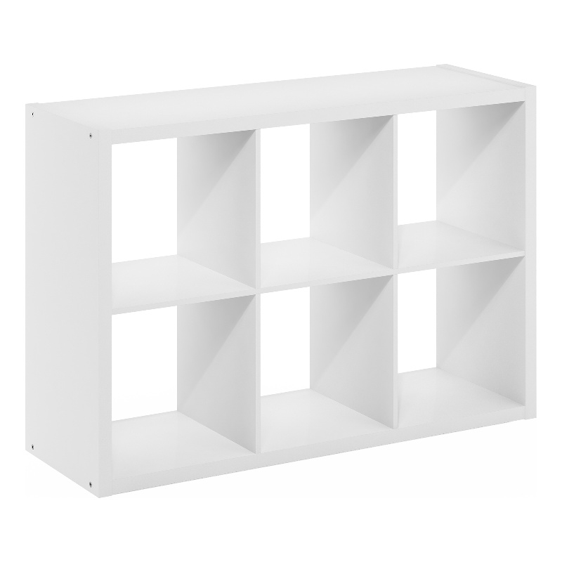 Maklaine Open Back Decorative Cube Storage Organizer in 6-Cube in White