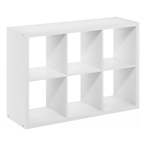 Maklaine Open Back Decorative Cube Storage Organizer in 6-Cube in White
