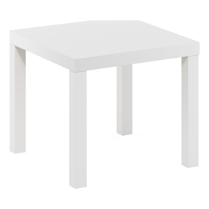 Maklaine Engineered Wood Contemporary Square Side Table in White