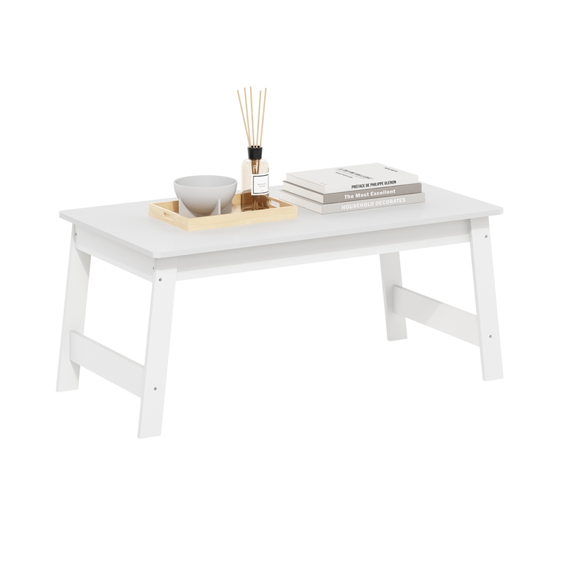 Maklaine Engineered Wood Contemporary Coffee Table in White Finish