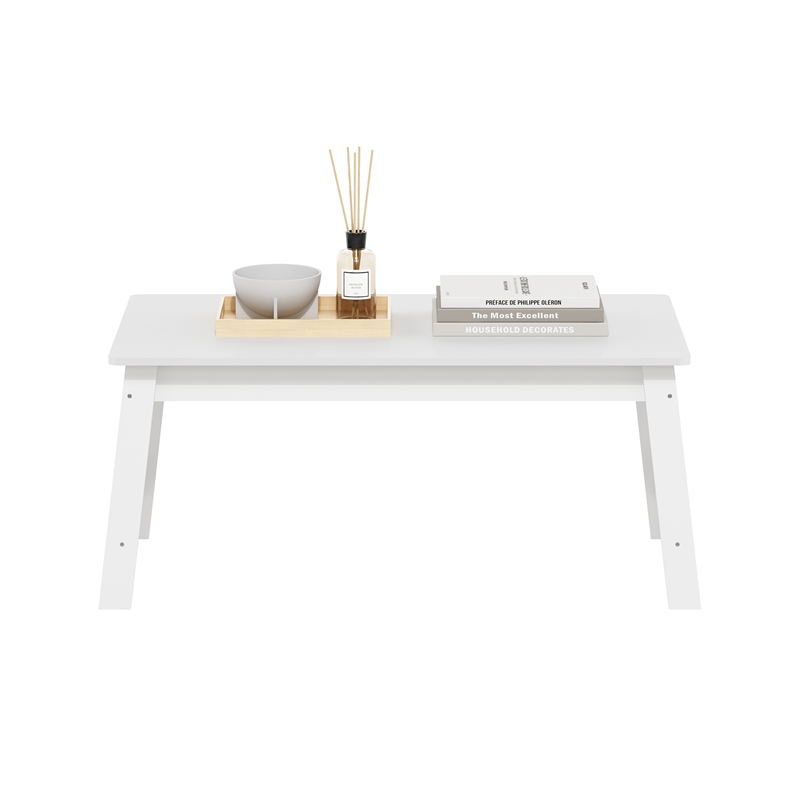 Maklaine Engineered Wood Contemporary Coffee Table in White Finish