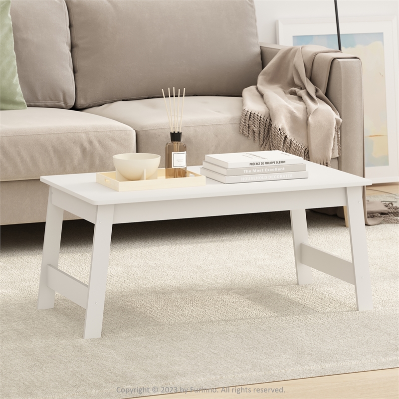 Maklaine Engineered Wood Contemporary Coffee Table in White Finish