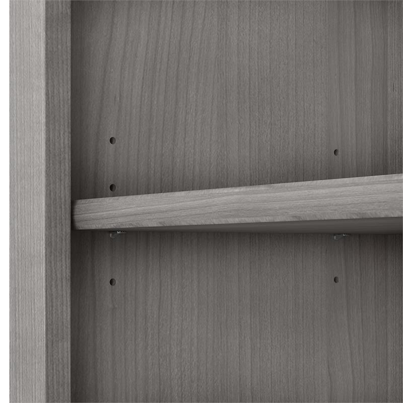 Maklaine Engineered Wood Tall 5 Shelf Bookcase in Platinum Gray