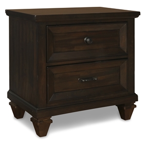 Maklaine Modern / Contemporary 2-Drawer Wood Nightstand in Walnut
