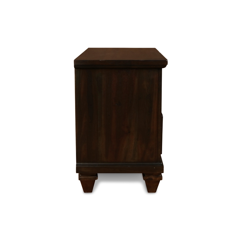 Maklaine Modern / Contemporary 2-Drawer Wood Nightstand in Walnut