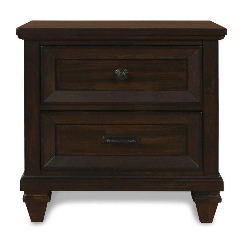 Maklaine Modern / Contemporary 2-Drawer Wood Nightstand in Walnut