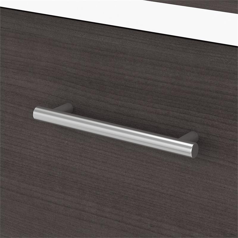 Maklaine Engineered Wood 2 Drawer Lateral File Cabinet in White and Storm Gray