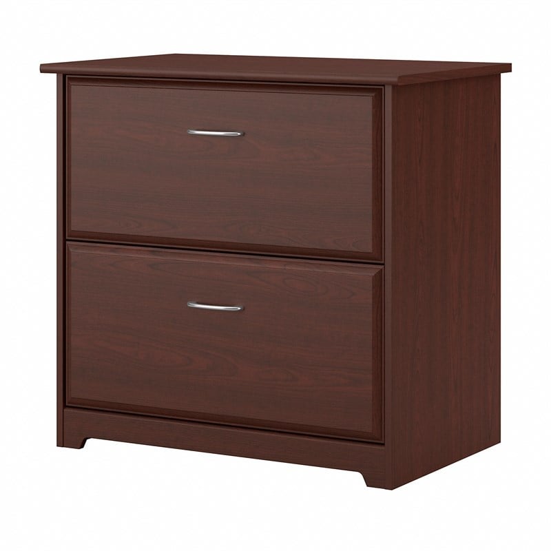 Maklaine Engineered Wood 2 Drawer Lateral File Cabinet in Harvest Cherry