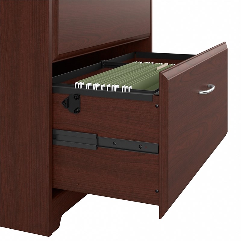 Maklaine Engineered Wood 2 Drawer Lateral File Cabinet in Harvest Cherry