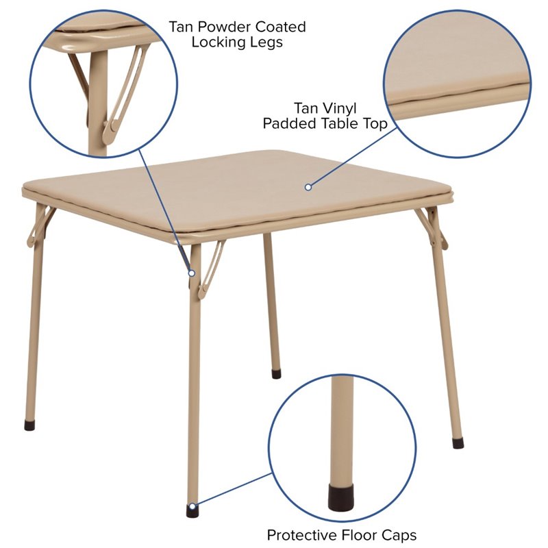 Maklaine Modern / Contemporary Vinyl Kids Folding Table In Tan