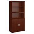 Maklaine Engineered Wood 36W 5 Shelf Bookcase with Doors in Mahogany