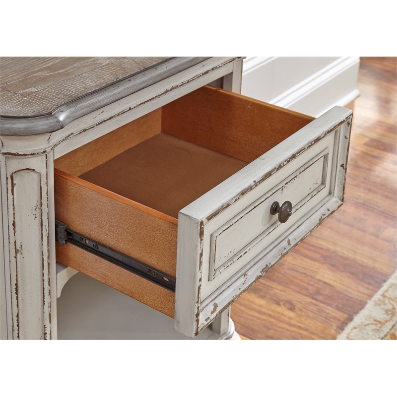 Maklaine Wood Modern Traditional White Finish 1 Drawer Night Stand