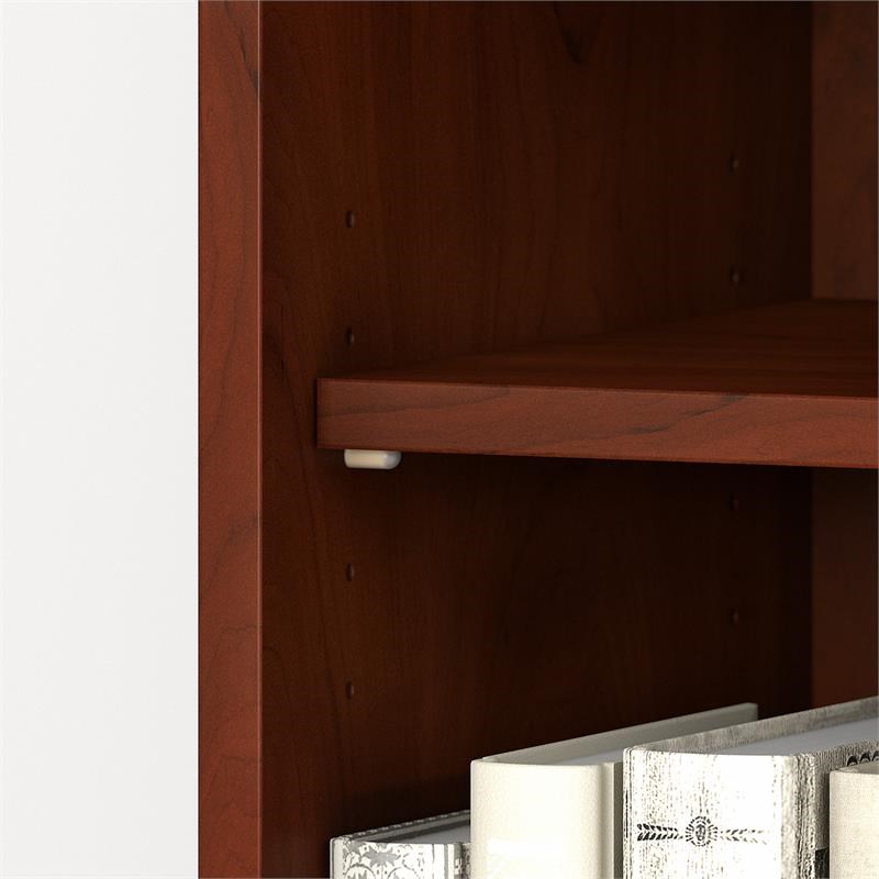 Maklaine Engineered Wood 5 Shelf Bookcase with Doors in Hansen Cherry