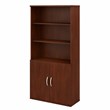 Maklaine Engineered Wood 5 Shelf Bookcase with Doors in Hansen Cherry