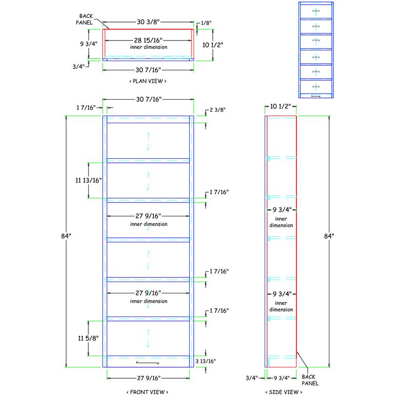 Maklaine Book Shelf - Tall Wood Bookcase Furniture 30 x 72