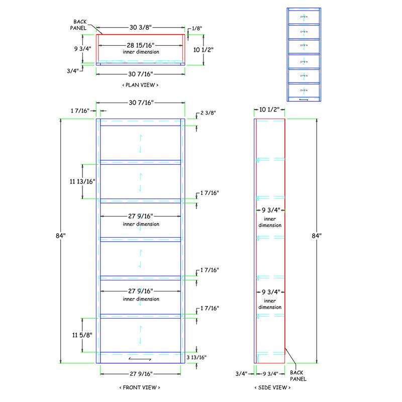 Maklaine Book Shelf - Tall Wood Bookcase Furniture 30 x 72