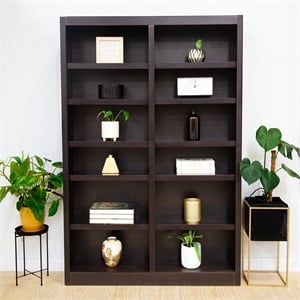 Maklaine Book Shelf - 84&quot Tall Wood Bookcase Furniture - Espresso