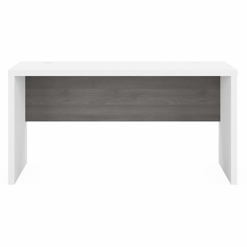 Maklaine Engineered Wood 60W Credenza Desk in Pure White and Modern Gray