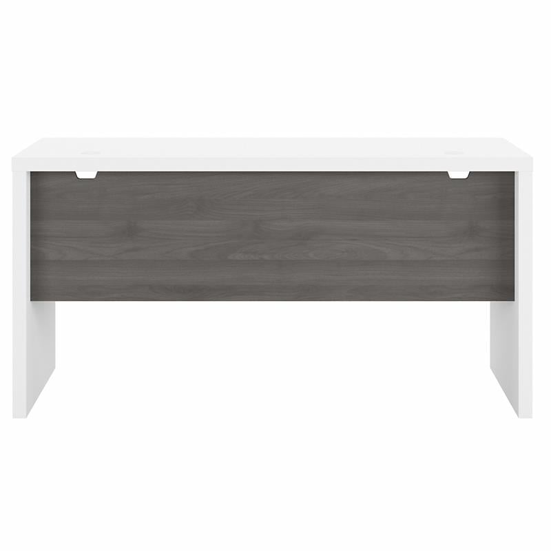 Maklaine Engineered Wood 60W Credenza Desk in Pure White and Modern Gray
