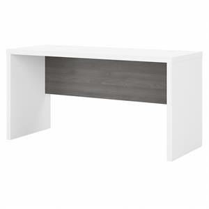 Maklaine Engineered Wood 60W Credenza Desk in Pure White and Modern Gray