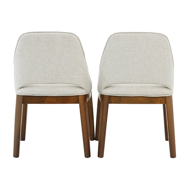 Maklaine Transitional Linen Fabric Dining Room&Kitchen Chair in Cream (Pair)