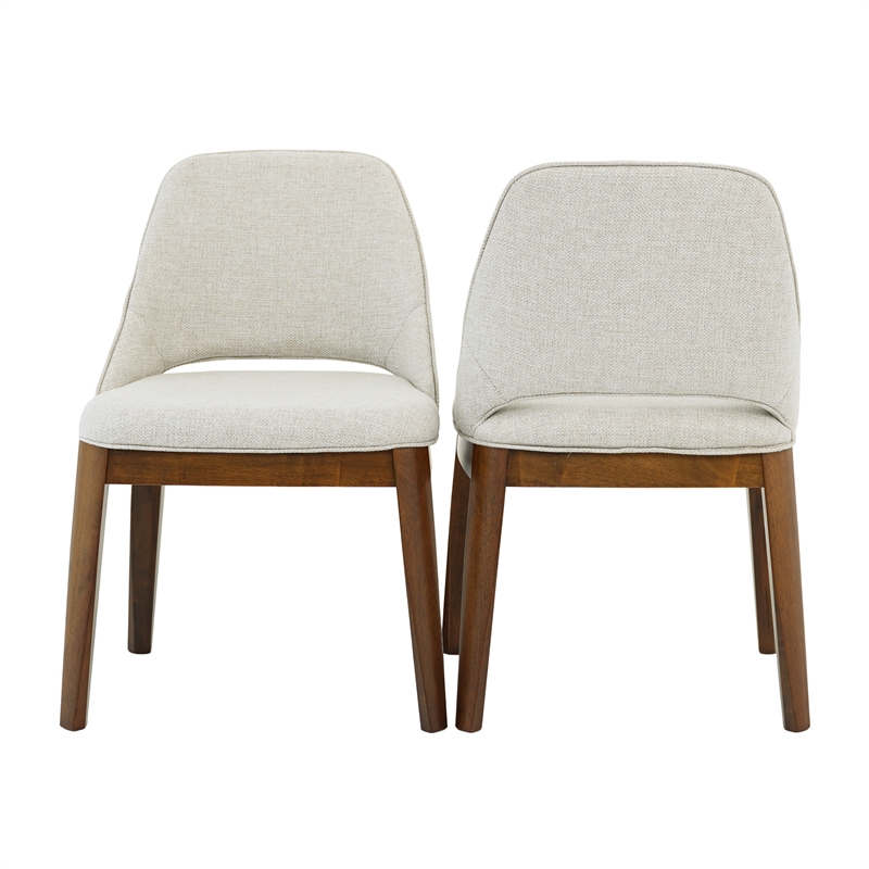 Maklaine Transitional Linen Fabric Dining Room&Kitchen Chair in Cream (Pair)