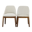 Maklaine Transitional Linen Fabric Dining Room&Kitchen Chair in Cream (Pair)