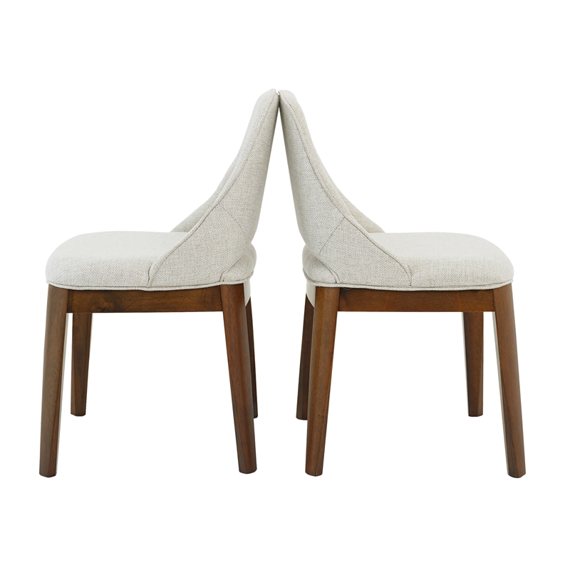 Maklaine Transitional Linen Fabric Dining Room&Kitchen Chair in Cream (Pair)