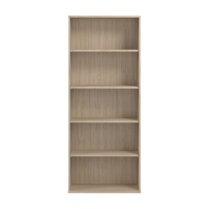 Maklaine Engineered Wood Tall 5 Shelf Bookcase in Natural Elm