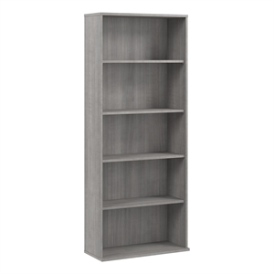 Maklaine Engineered Wood Tall 5 Shelf Bookcase in Platinum Gray