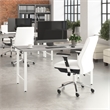 Maklaine Engineered Wood 60W Computer Desk with Metal Legs in Platinum Gray