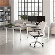 Maklaine Engineered Wood 60W Computer Desk with Metal Legs in Platinum Gray
