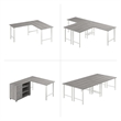 Maklaine Engineered Wood 60W Computer Desk with Metal Legs in Platinum Gray
