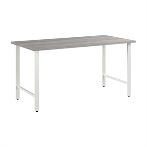 Maklaine Engineered Wood 60W Computer Desk with Metal Legs in Platinum Gray