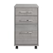 Maklaine Engineered Wood 3 Drawer Mobile File Cabinet in Platinum Gray