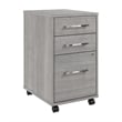 Maklaine Engineered Wood 3 Drawer Mobile File Cabinet in Platinum Gray