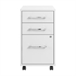 Maklaine Engineered Wood 3 Drawer Mobile File Cabinet in White