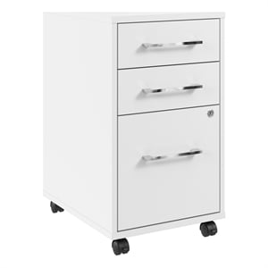 Maklaine Engineered Wood 3 Drawer Mobile File Cabinet in White