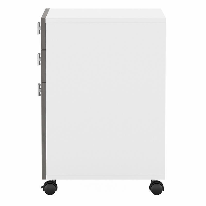 Maklaine Engineered Wood 3 Drawer Mobile File Cabinet in Pure White & Gray