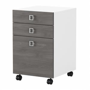 Maklaine Engineered Wood 3 Drawer Mobile File Cabinet in Pure White & Gray
