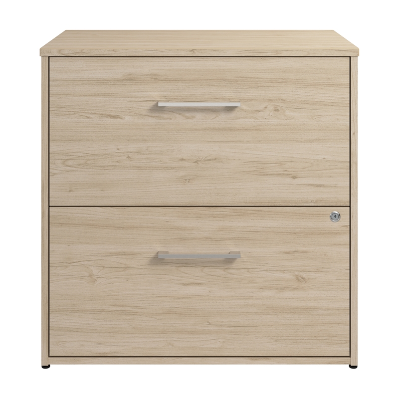 Maklaine Engineered Wood 2 Drawer Lateral File Cabinet in Natural Elm