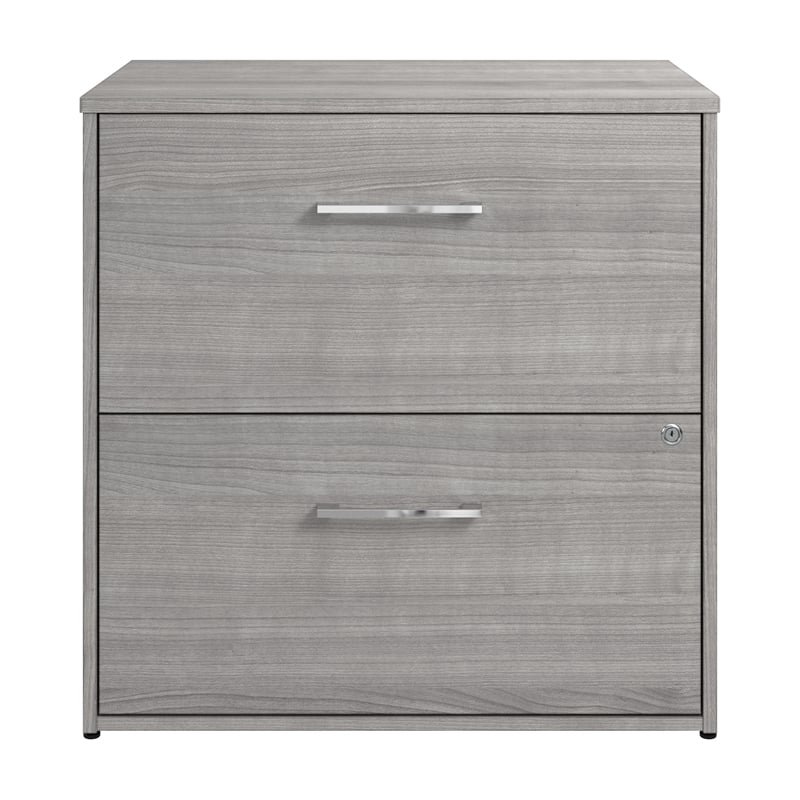 Maklaine Engineered Wood 2 Drawer Lateral File Cabinet in Platinum Gray