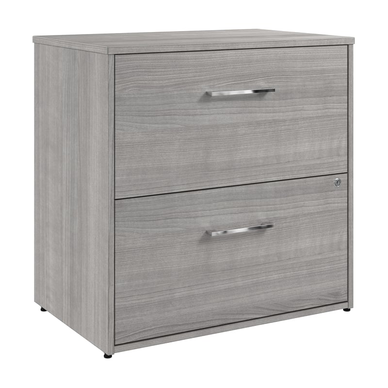 Maklaine Engineered Wood 2 Drawer Lateral File Cabinet in Platinum Gray