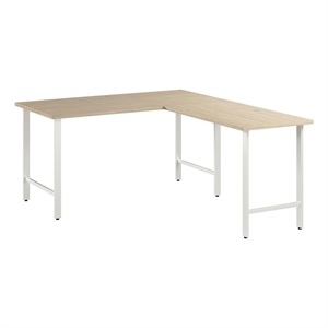 Maklaine Engineered Wood 60W x 30D L Shaped Computer Desk in Natural Elm