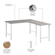 Maklaine Engineered Wood 60W x 30D L Shaped Computer Desk in Platinum Gray