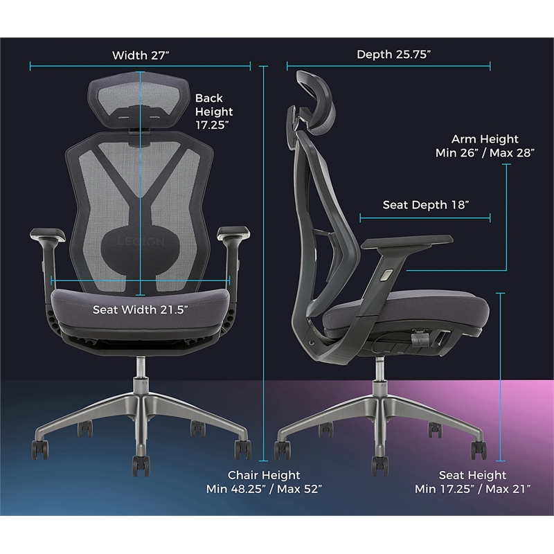 Maklaine Modern / Contemporary Mesh Gaming Fabric Chair Space Gray