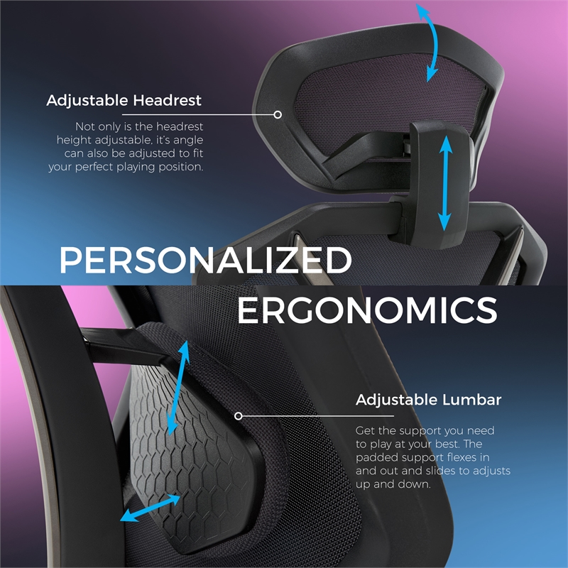 Maklaine Modern / Contemporary Mesh Gaming Fabric Chair Space Gray